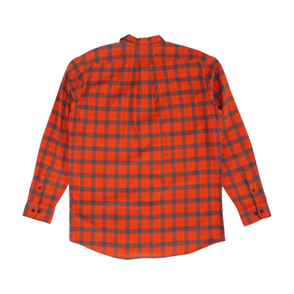 Red Long Check Flannel Button Down