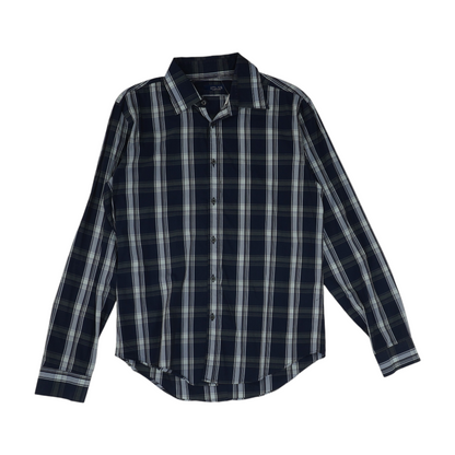 Navy Plaid Long Sleeve Button Down