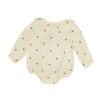 Ivory Polka Dot Long Sleeve One-Piece