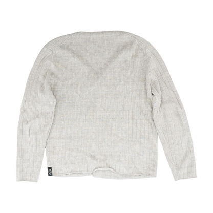 Beige Solid Cardigan Sweater