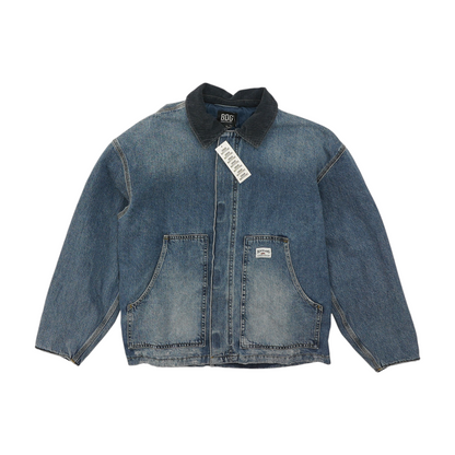 Blue Solid Denim Jacket
