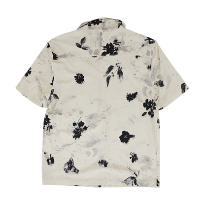 Ivory Floral Short Sleeve Button Down