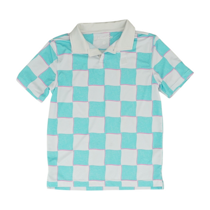 Blue Check Short Sleeve Polo
