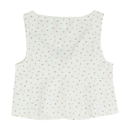 White Floral Cropped Blouse