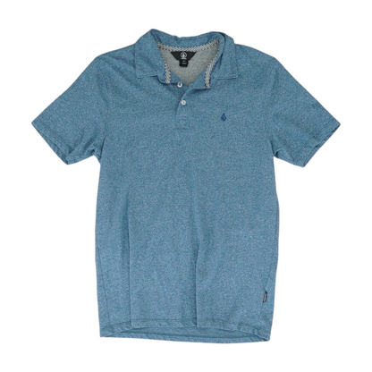 Blue Solid Short Sleeve Polo