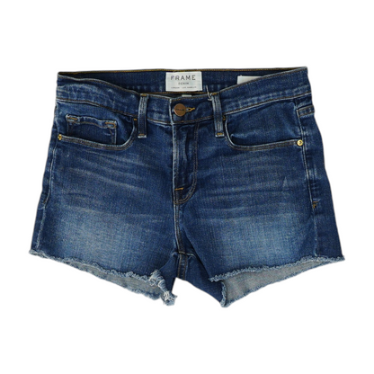 Blue Solid Denim Shorts