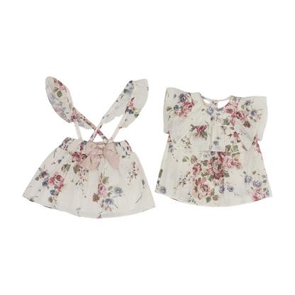Beige Floral Short Sleeve Set
