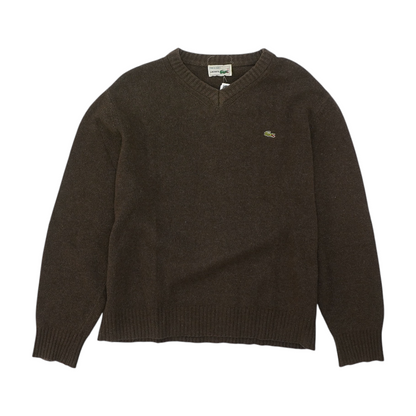 Vintage Wool-Blend Brown Solid Pullover Sweater