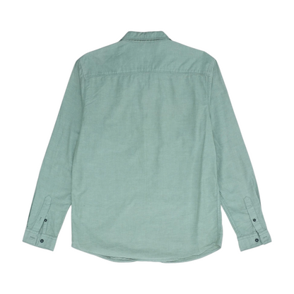 Green Solid Long Sleeve Button Down