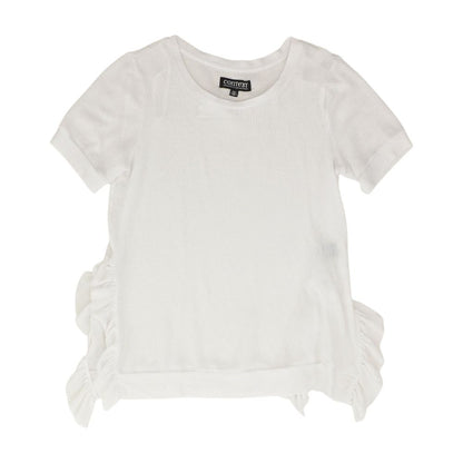 White Solid Short Sleeve Blouse