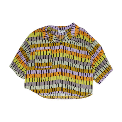 Multi Striped Short Sleeve Blouse