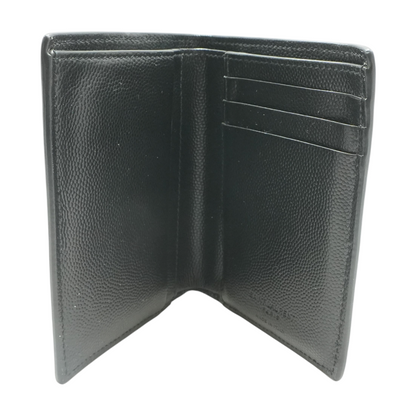 Black Credit Card Wallet in Drain De Poudre Leather