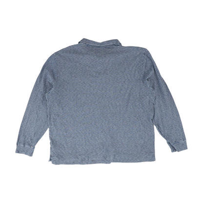 Blue Striped Long Sleeve Polo