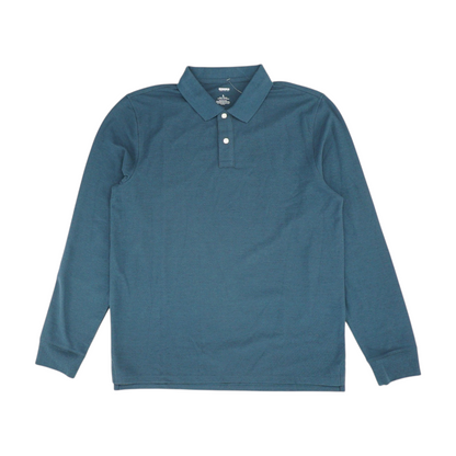 Teal Solid Long Sleeve Polo