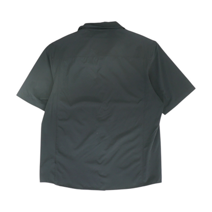 Black Solid Short Sleeve Button Down