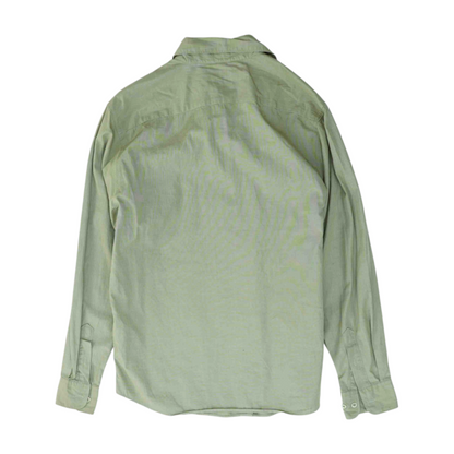 Green Solid Long Sleeve Button Down