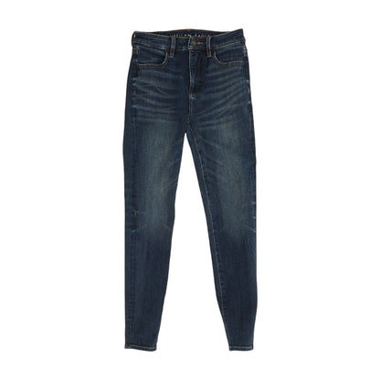 Blue Solid Mid Rise Jeans