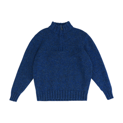 Blue Solid 1/4 Zip Sweater