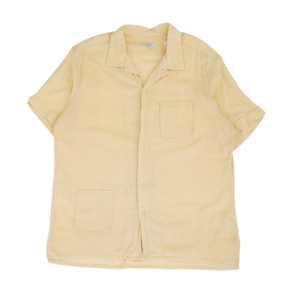 Orange Solid Short Sleeve Button Down