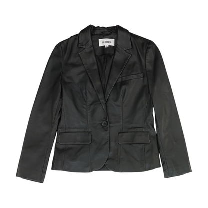 Black Solid Leather Jacket