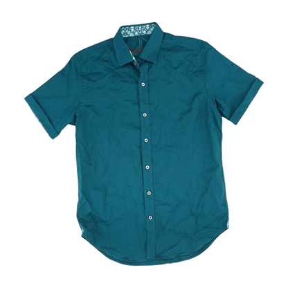 Teal Solid Short Sleeve Button Down