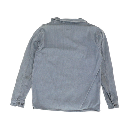 Blue Solid Long Sleeve Button Down