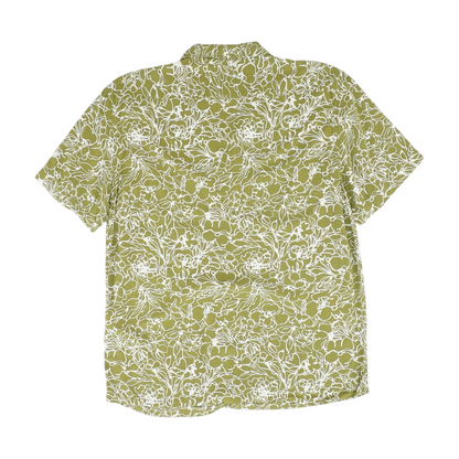 Green Floral Short Sleeve Button Down