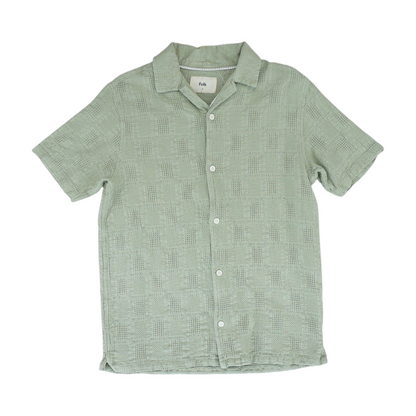 Green Solid Short Sleeve Button Down
