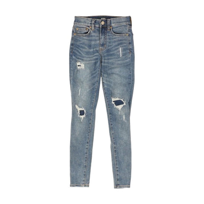 Blue Solid High Rise Skinny Leg Jeans