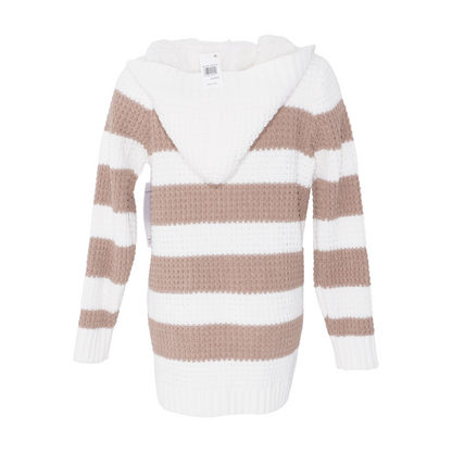 White Striped Cardigan Sweater