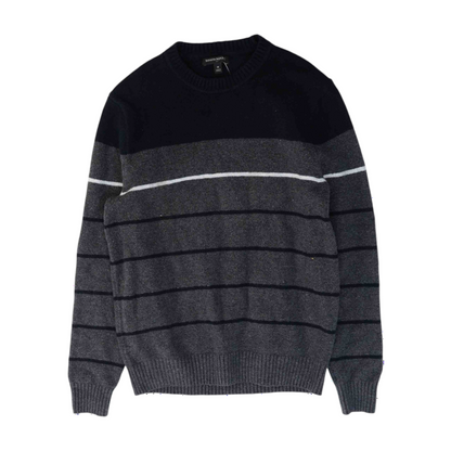 Gray Striped Pullover Sweater
