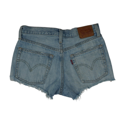 Blue Solid Denim Shorts