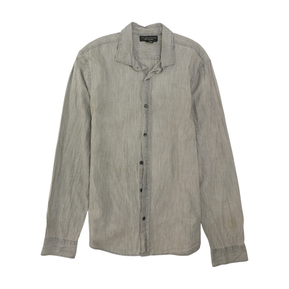 Gray Solid Long Sleeve Button Down