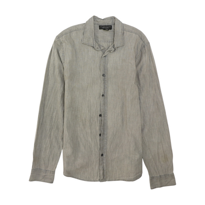Gray Solid Long Sleeve Button Down