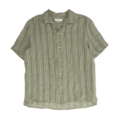Green Striped Short Sleeve Button Down
