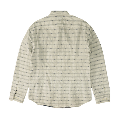 White Print Long Sleeve Button Down