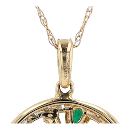 14K Yellow Gold Emerald Pendant Necklace