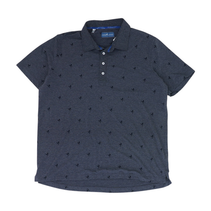 Navy Print Short Sleeve Polo