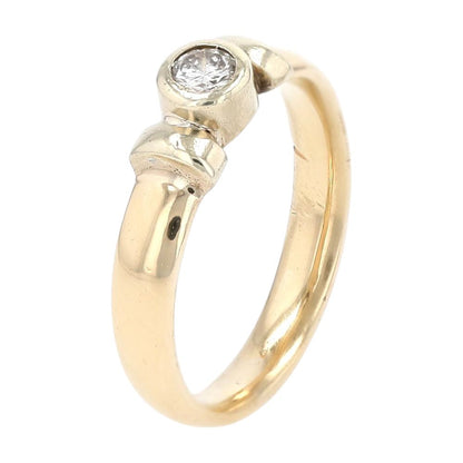 1/4 Ct 14K Two Tone Gold Bezel Set And Bar Diamond Engagement Style Band