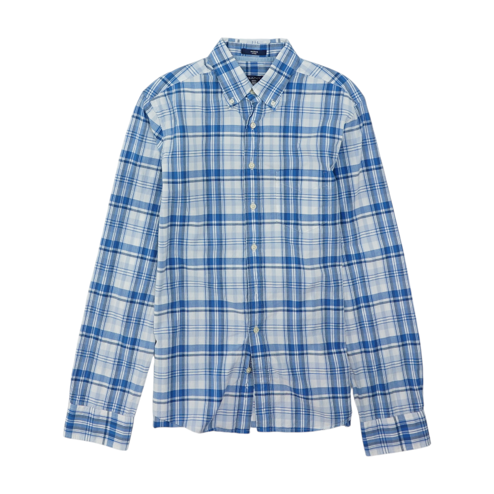 Blue Plaid Long Sleeve Button Down