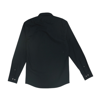 Black Solid Long Sleeve Button Down