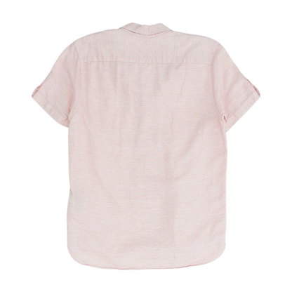 Pink Solid Short Sleeve Button Down
