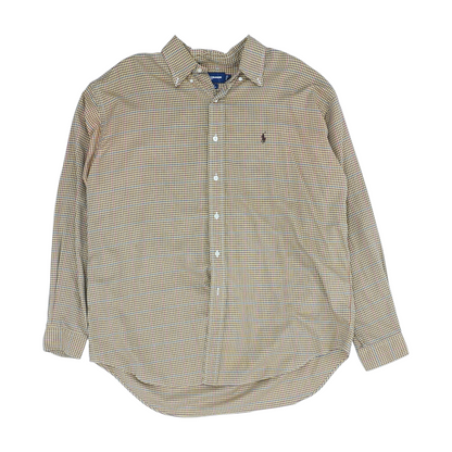 Khaki Check Long Sleeve Button Down