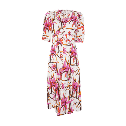 White Floral Midi Dress