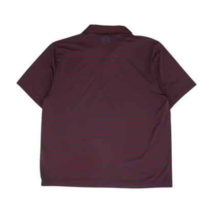Maroon Striped Short Sleeve Polo