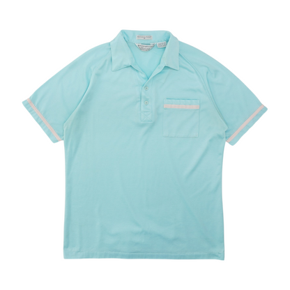 Vintage Blue Solid Short Sleeve Polo