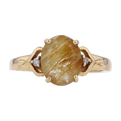 10K Yellow Gold Rutile Quartz Fashion Ring