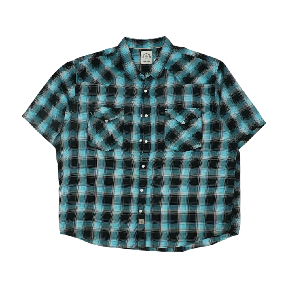 Blue Plaid Short Sleeve Button Down