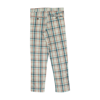 Beige Plaid Chino Pants