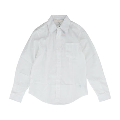 White Solid Long Sleeve Button Down